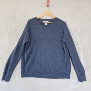 Magaschoni Sweater Mens Large Mohair Wool Blend Blue Crewneck Pullover